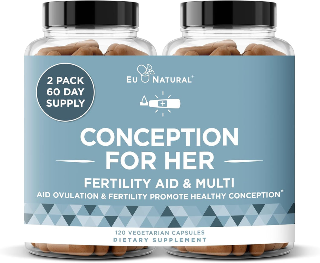 Eu Natural Conception for Her - Suplemento de Fertilidad para Mujeres con Myo-Inositol, Folato, Shatavari y Vitex - 120 Cápsulas Veganas
