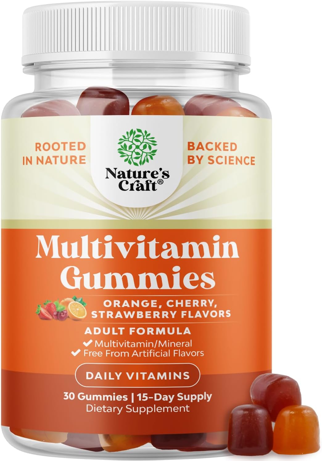 Gominolas Multivitamínicas para Adultos - Vitamina D, A, C, E, B12, Zinc y Biotina - Natures Craft