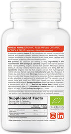 b Natural Cápsulas de Rosa Mosqueta y Acerola - Vitamina C vegetal 1000 mg - Sin ácido ascórbico - 90 cápsulas veganas
