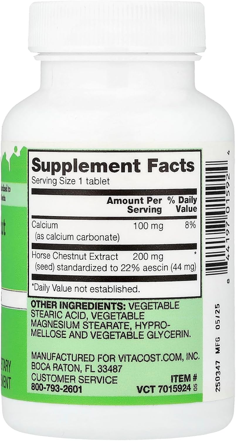 Vitacost Castaño de Indias - Liberación Sostenida -- 200 mg - 120 Comprimidos