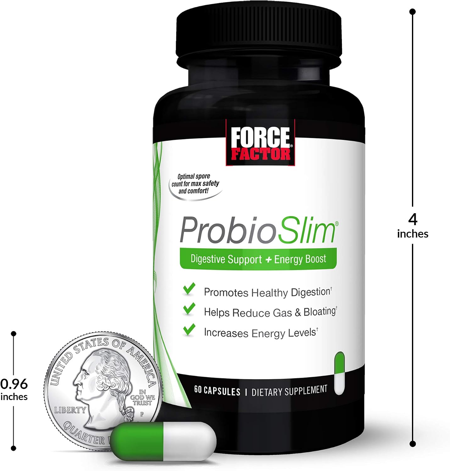 Force Factor ProbioSlim Probiótico con Extracto de Té Verde, 120 Cápsulas (2 Envases)