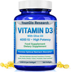 Vitamin D3 4000 IU Food Supplement - 360 Softgels - YounGlo Research