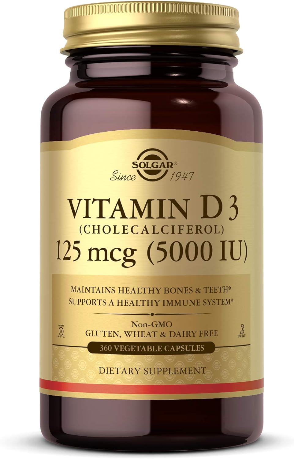 Solgar Vitamina D3 (Colecalciferol) 5000 IU, 120 Cápsulas Vegetales