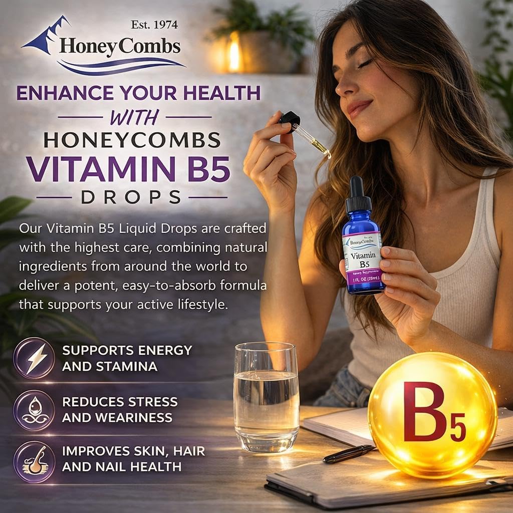 Liquid Vitamin B5 50 mg – Pantothenic Acid Dropper, Vegan, 30 ml