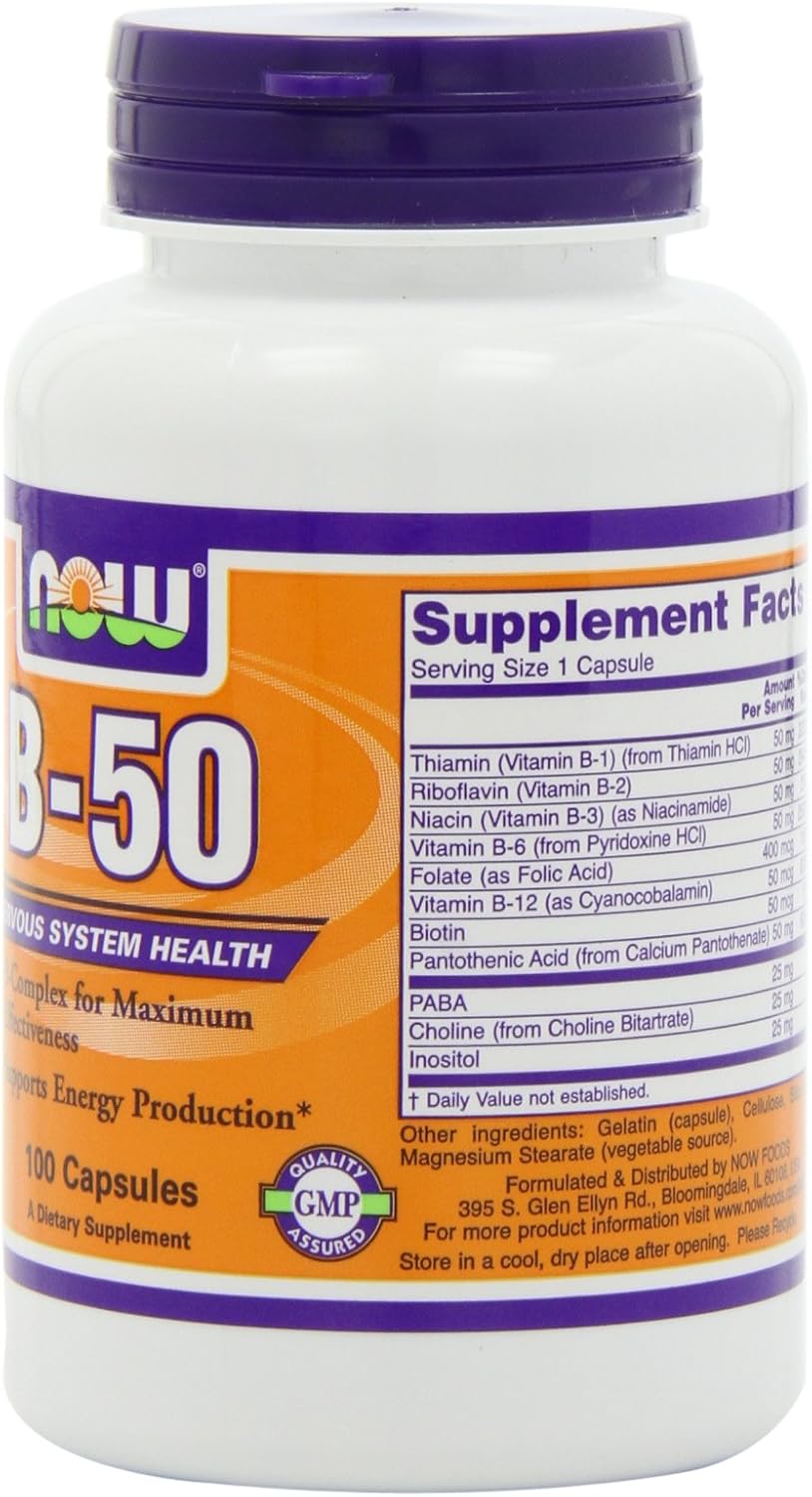 NOW B-50 Cápsulas - Complejo B (100 Cápsulas, Pack de 2)