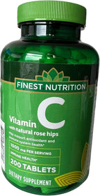 Finest Nutrition Vitamina C con Escaramujo 1000mg, 200 Comprimidos