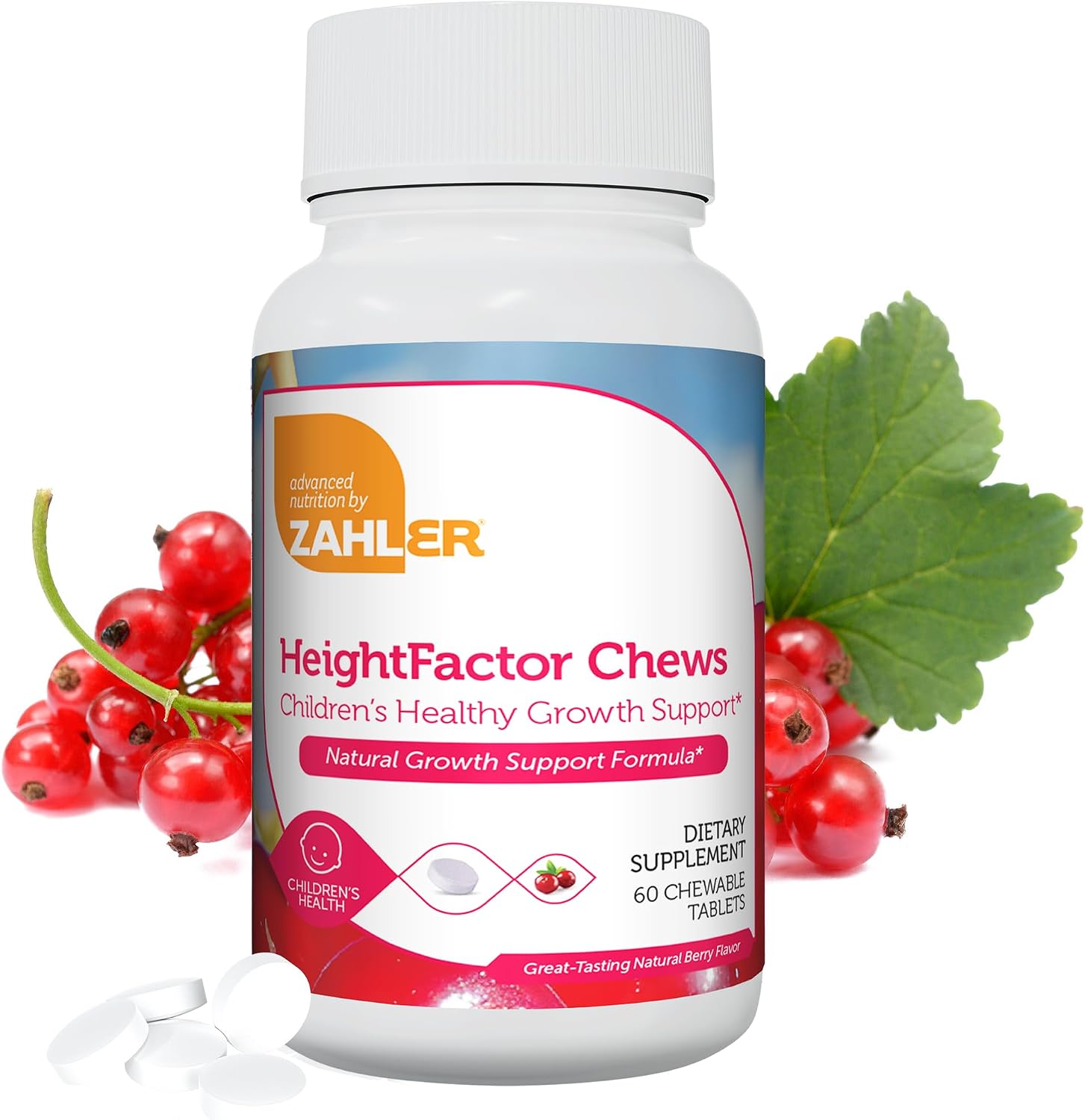 Zahler HeightFactor Comprimidos Masticables - Suplemento de Crecimiento para Niños a Partir de 4 Años, 60 Comprimidos