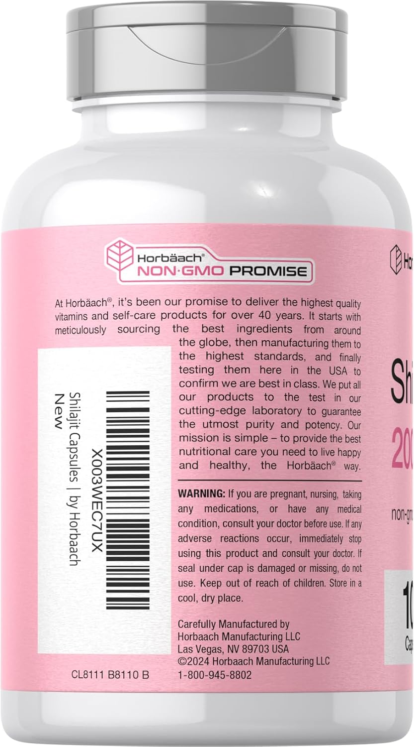 Horbaach Shilajit para Mujeres | 100 Cápsulas | con Ácido Fúlvico