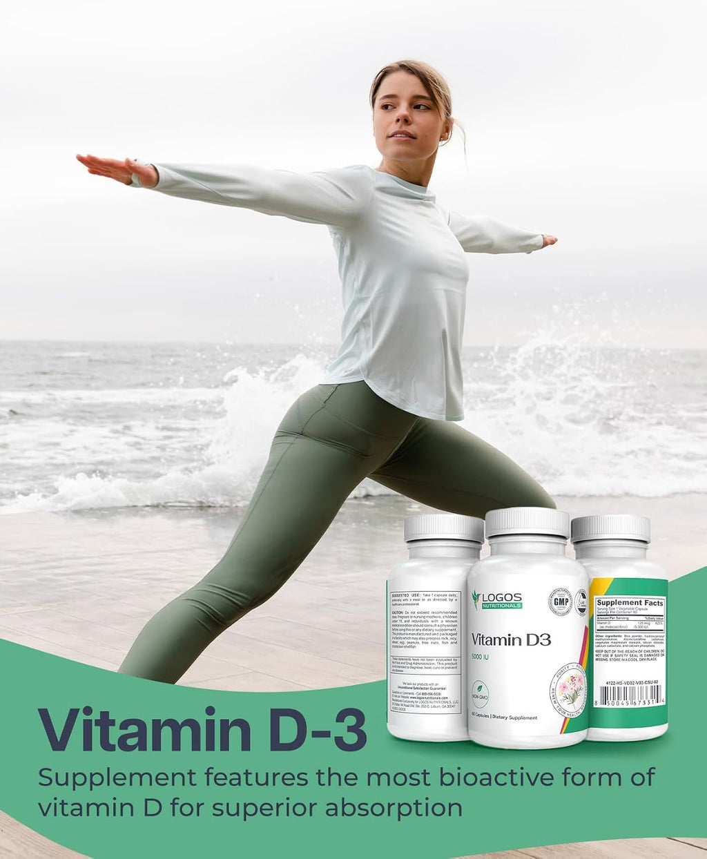 Logos Nutritionals Vitamina D3 5000 UI - 60 Cápsulas