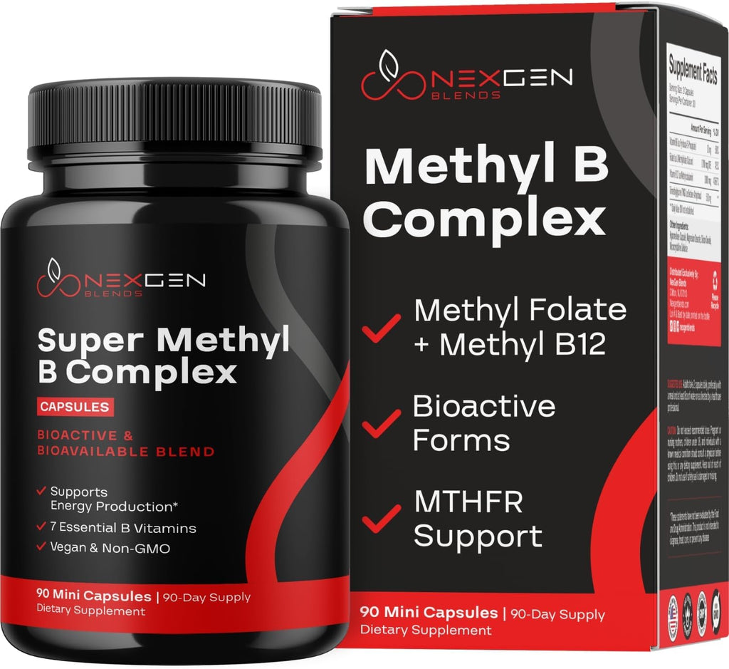 Complejo B Metilado - Complejo B Bioactivo con 5-MTHF Metilfolato y B12 Metilcobalamina - 90 Cápsulas