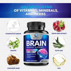 Nature's Peak Suplemento para la Memoria y Concentración - 3X Fuerza Nootrópico con Bacopa, Ginkgo Biloba y DMAE - 60 Cápsulas