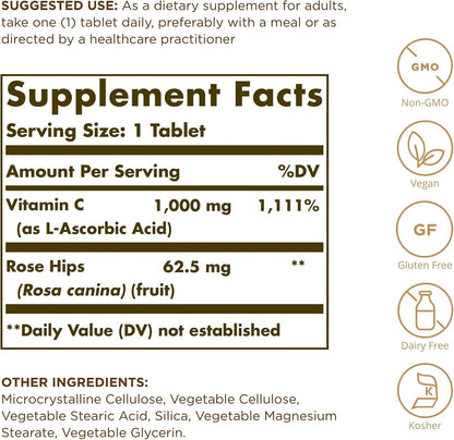 Solgar Vitamina C 1000 mg con Escaramujo - Pack de 2 (500 Comprimidos) – Image 2