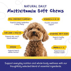 Multivitamínico Diario para Perros, Sabor a Carne de Res – 30 Masticables Blandos | Suplemento Completo con Omega-3, Vitaminas A, C, D, E y Complejo B