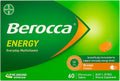 Berocca Energy Vitaminas B y C Sabor Naranja Tabletas Efervescentes 60 unidades