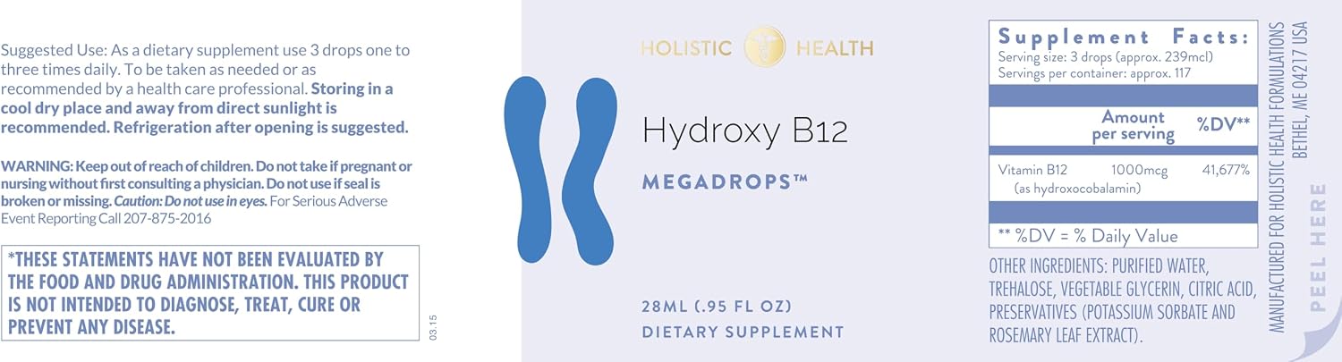 Hydroxy B12 MegaDrops - Vitamina B12 Líquida - 28 ml