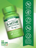 Nature's Truth L Methylfolate 15mg | 60 Cápsulas | Complemento Alimenticio Sin Gluten y No-GMO | Fórmula Extra Fuerte