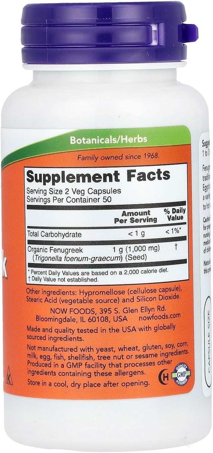 Now Foods Fenogreco 500 mg, 100 Cápsulas