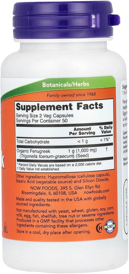 Now Foods Fenogreco 500 mg, 100 Cápsulas – Image 2