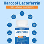 Uarcool Lactoferrina 1200 mg con L-Glutamina, Quercetina, Beta Glucano, Zinc y Vitamina C - 180 Cápsulas (3 Envases)
