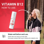 NorVita Vitamina B12 Spray 500 mcg (150 dosis) - Complejo MHA (Metilcobalamina, Hidroxicobalamina, Adenosilcobalamina) - Vegano, No-GMO