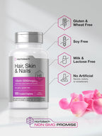 Horbäach Hair Skin & Nails Vitamin Supplement | 150 Coated Caplets | Formula with Biotin and Collagen | Non-GMO & Gluten Free