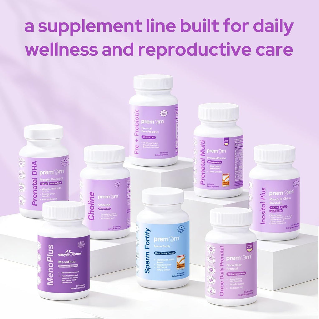 Premom Vitaminas Prenatales con DHA - Complejo Multivitamínico y Omega-3 (Cápsulas + Softgels)