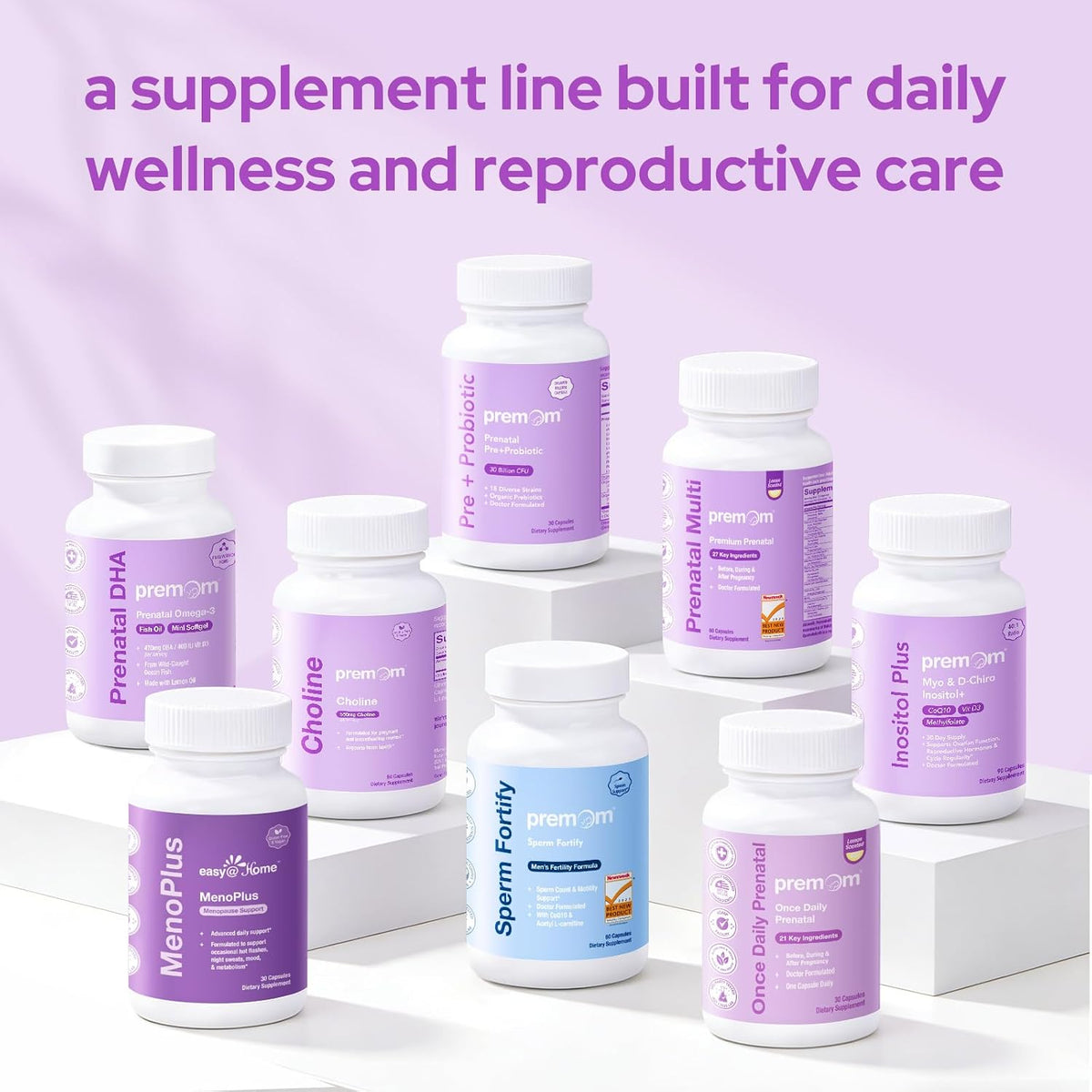 Premom Vitaminas Prenatales con DHA - – Hierro (Ferrochel): Hierro bisglicinato quelado, suave para el estómago y – Image 9
