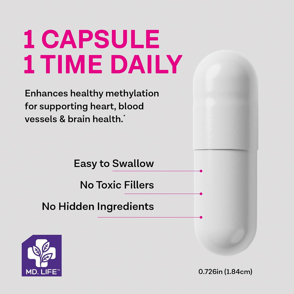 MD Life L-Metilfolato 15 mg - Complemento Alimenticio con Metilfolato Activo - 90 Cápsulas