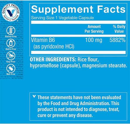 Vitamina B6 100 mg, 300 cápsulas vegetales - – El funcionamiento normal del sistema nervioso – Image 2