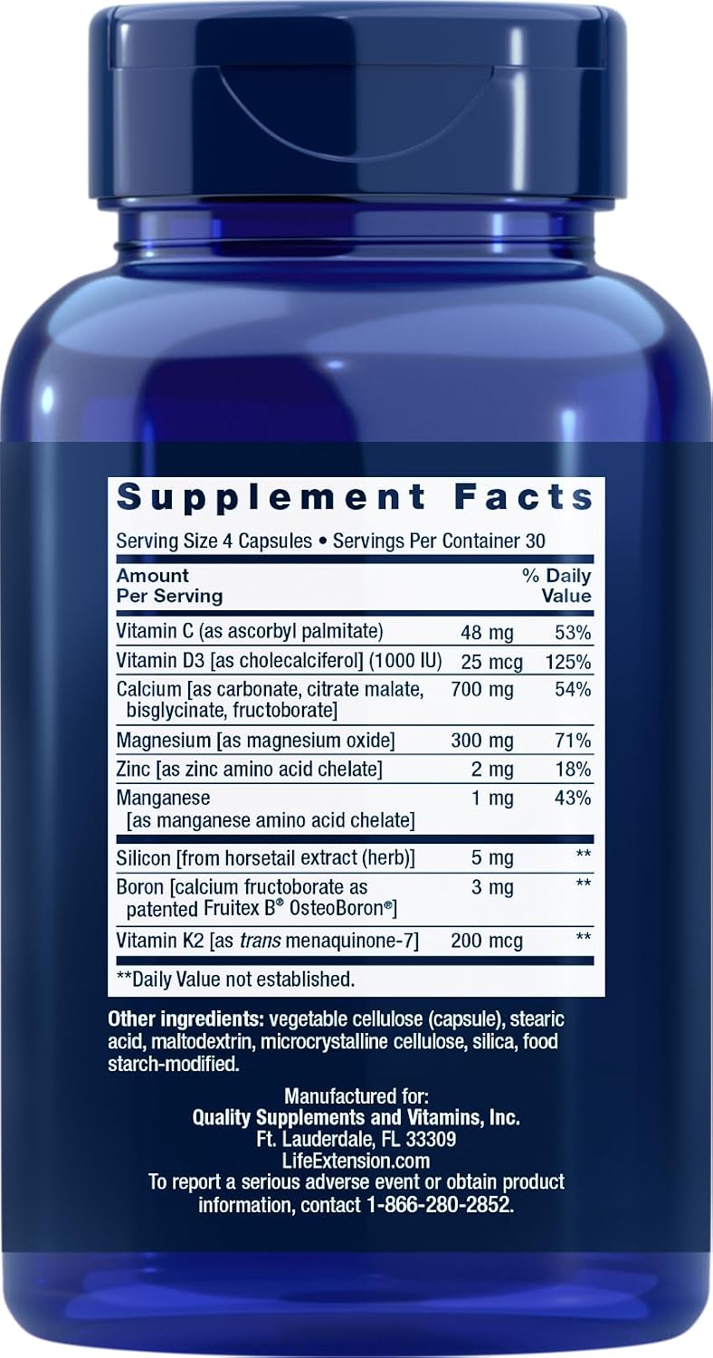 Life Extension Bone Restore Calcium with Vitamin K2, 120 cápsulas (Paquete de 3)