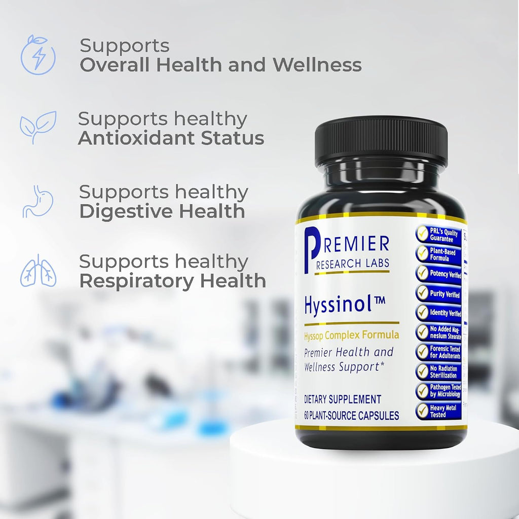 Premier Research Labs Hyssinol - Cápsulas de Hisopo con Té Verde, 60 Cápsulas Vegetales