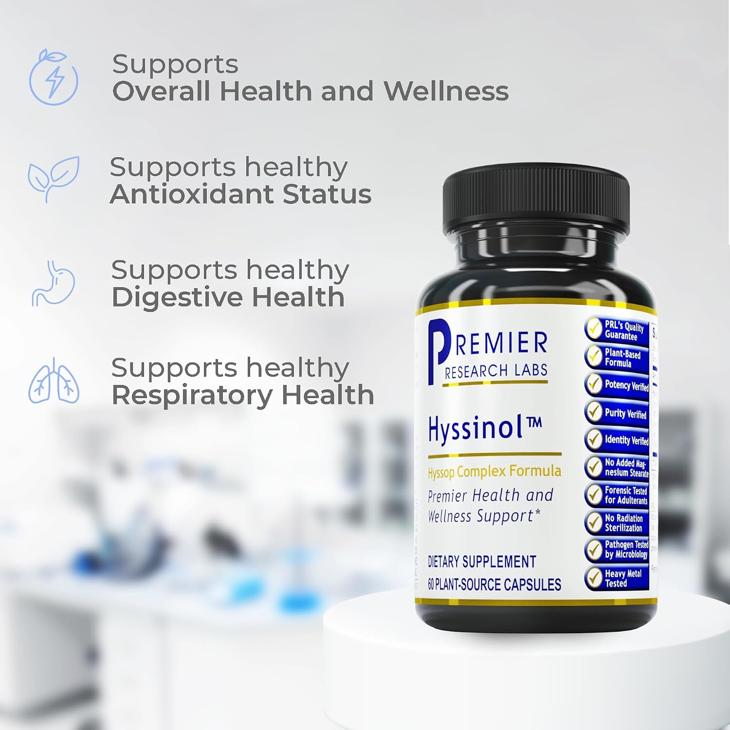 Premier Research Labs Hyssinol - Cápsulas de Hisopo con Té Verde, 60 Cápsulas Vegetales