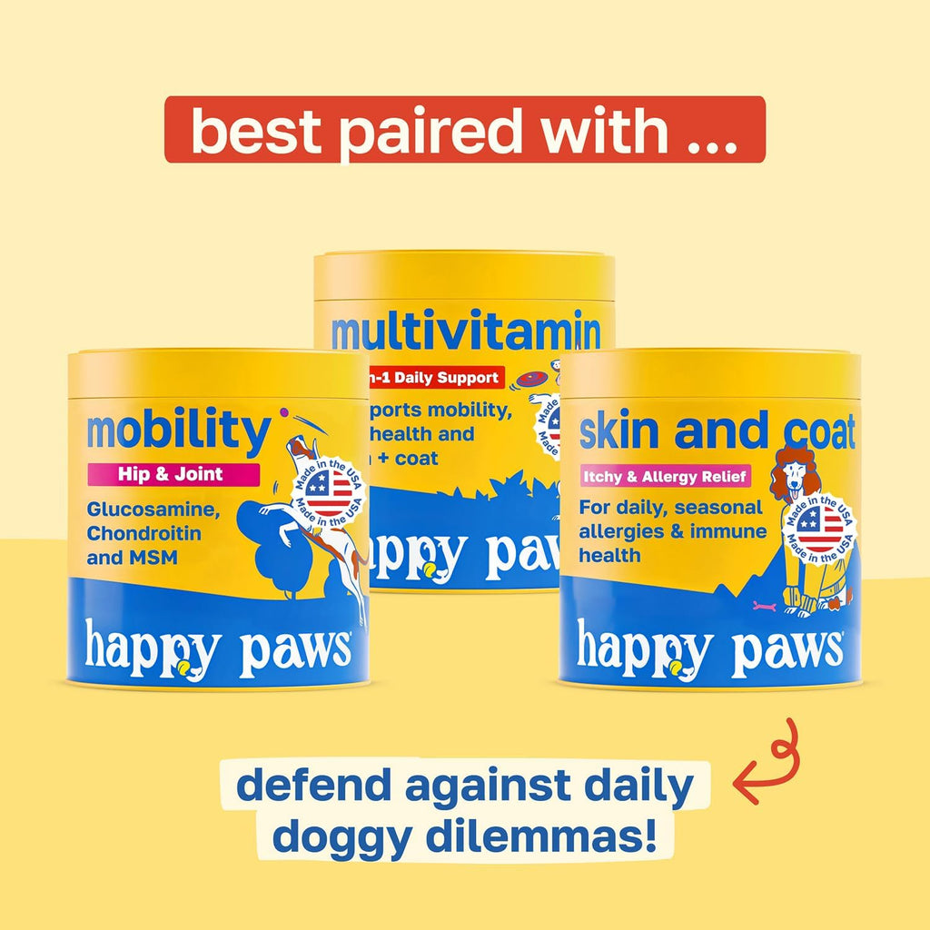 Happy Paws 10-en-1 Multivitamínico para Perros - 100 Chews Sabor Cordero Vegano