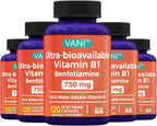 Mega Benfotiamine 750mg con Vitamina B-1, Benfotiamina Altamente Biodisponible, Derivado de B1 para Apoyo General*, Sin Gluten, 120 Cápsulas (2)