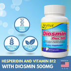 Arymar Diosmin 500mg con Complejo B - Fórmula Circulatoria para la Integridad de las Venas y el Flujo Sanguíneo Normal, 60 Cápsulas