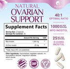 Myo-Inositol y D-Chiro Inositol 1025mg - Ratio 40:1 - Apoyo Ovárico y Hormonal - Vegano - Vitamina B8 - 60 Cápsulas