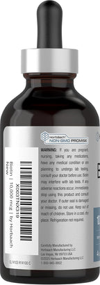 Horbäach Biotin Liquid Drops 10000mcg | 118 ml | Sabor Berry | Vegetariano, No-GMO y Sin Gluten