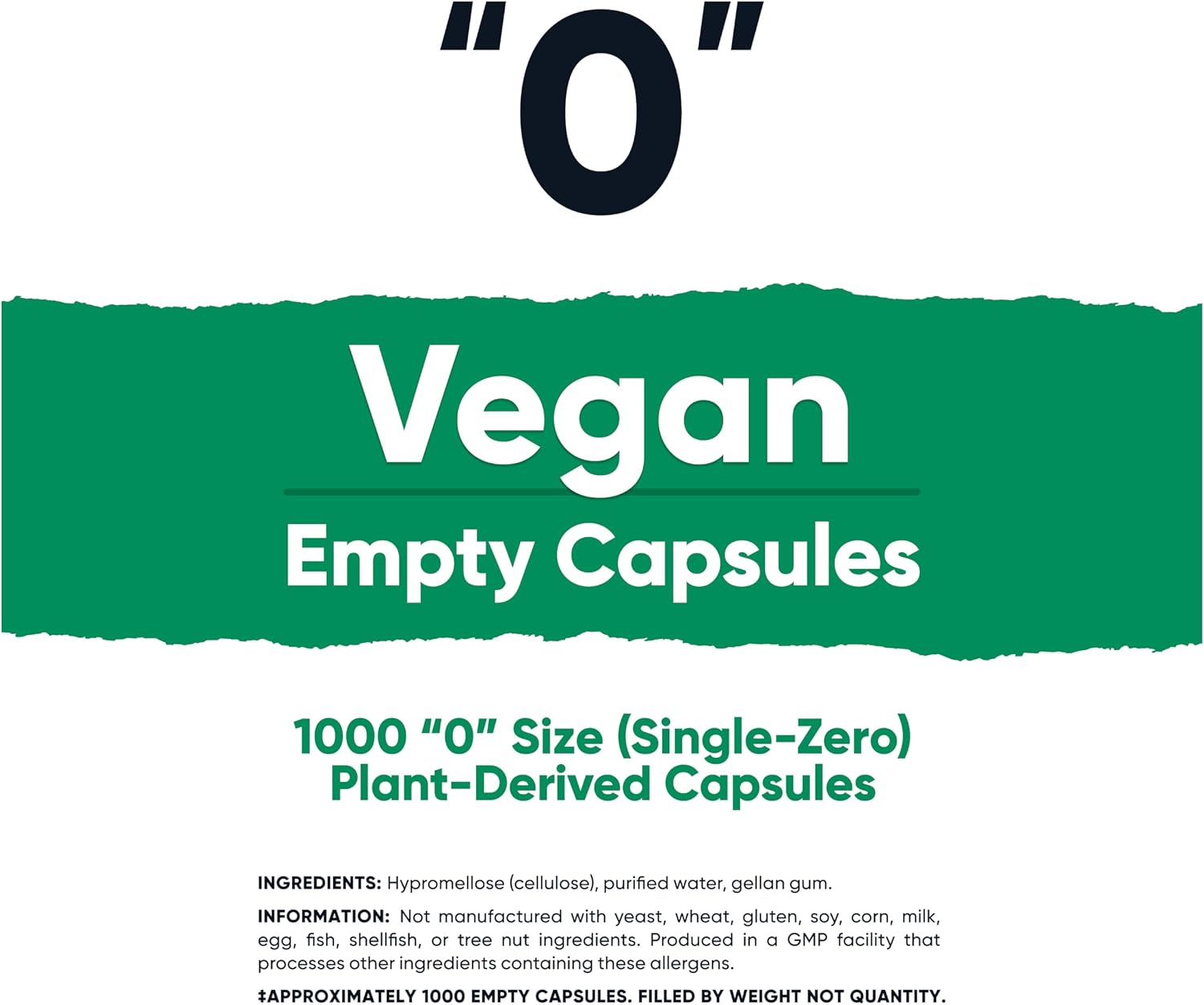 Nutricost Cápsulas Vacías Veganas Tamaño 0 – 1000 Unidades
