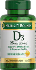Nature's Bounty Vitamina D3 1000 IU, 250 Cápsulas Blandas de Liberación Rápida