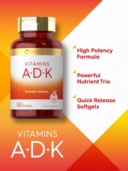 Carlyle Vitamin ADK Supplement | 150 Softgels | con Vitaminas A, D3 (5000 UI), K1, K2 (MK-4 y MK-7) | No GMO, Sin Gluten – Image 4