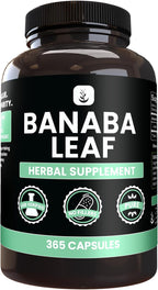 PURE ORIGINAL INGREDIENTS Extracto de Hoja de Banaba (365 Cápsulas) - Sin Rellenos de Magnesio ni Arroz, Siempre Puro, Verificado en Laboratorio