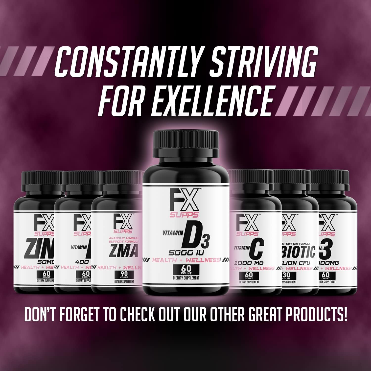 FXSUPPS Vitamina D3 5000 UI (60 Cápsulas Blandas) - Complemento Alimenticio con Colecalciferol