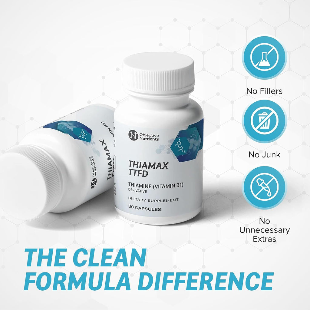 Objective Nutrients Thiamax TTFD Tiamina B1 100mg con Magnesio - 60 Cápsulas