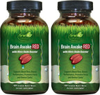 Irwin Naturals Brain Awake RED - Enfoque y Claridad Mental - 2 Pack - 60 Cápsulas Blandas Líquidas