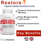 Herbal Nutrition Restore – Apoyo Salud Cardíaca y Colesterol, 60 Cápsulas