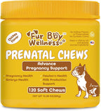 Vitaminas prenatales para perras embarazadas y lactantes - Apoya el embarazo saludable, el crecimiento de los cachorros y la lactancia - con ácido fólico, hierro y calcio - 120 masticables suaves