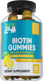 Cure24 - Gominolas de Biotina con Vitamina C, E, Colágeno y Zinc - 60 Gominolas