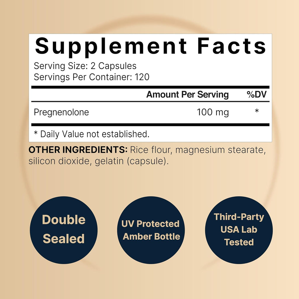 NatureBell Pregnenolona 100mg, 240 Cápsulas - Micronizada