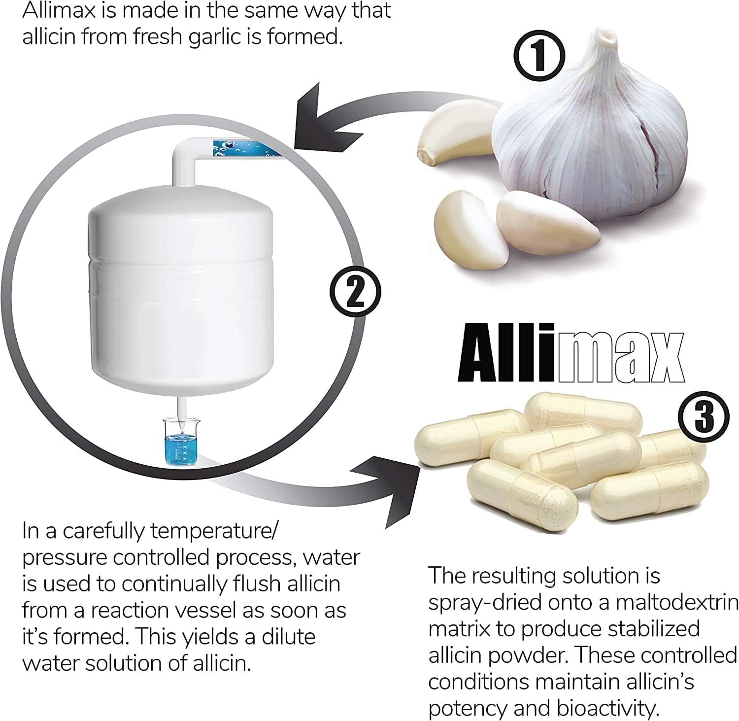 Allimax 180 mg 90 cápsulas vegetales - Complemento alimenticio de ajo