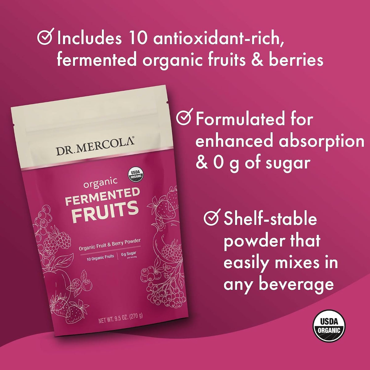 Dr. Mercola Organic Fermented Fruits - Apoya la Salud Digestiva y Celular - Certificado Orgánico - No Transgénico - Sin Soja – Image 3